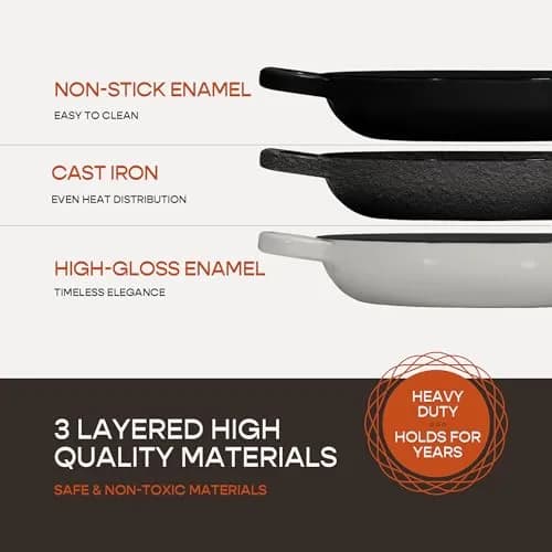 Krustic 6 Qt Enameled Cast Iron Dutch Oven for Sourdough Bread | 10 Inch Round Pot with Lid thumbnail 3