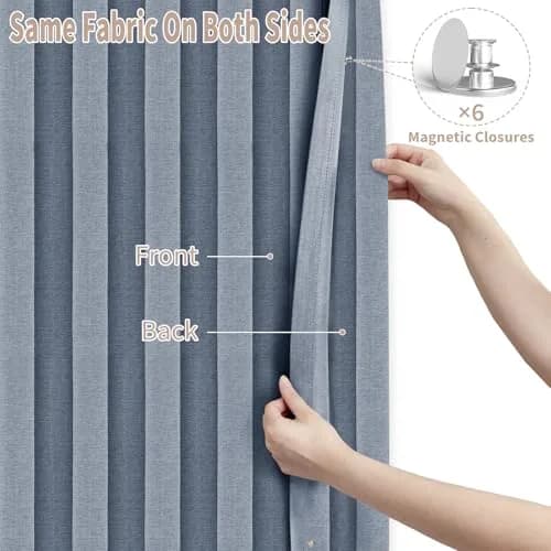 Vatge Accordion Style Door Curtain Blue 100cm (39"W) x 198cm (78"L) | Room Divider with Tieback thumbnail 4
