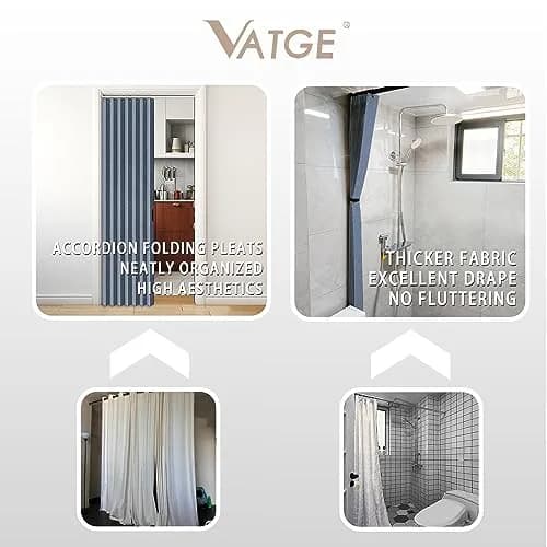 Vatge Accordion Style Door Curtain Blue 100cm (39"W) x 198cm (78"L) | Room Divider with Tieback thumbnail 7