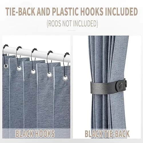 Vatge Accordion Style Door Curtain Blue 100cm (39"W) x 198cm (78"L) | Room Divider with Tieback thumbnail 3