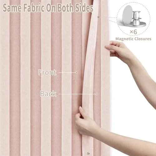 Vatge Accordion Door Curtain Pink Panel 100cm x 198cm (39"W x 78"L) | Faux Linen Privacy Divider thumbnail 4