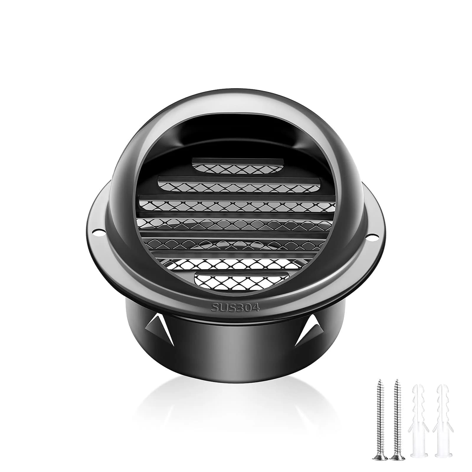 PIIYOOSNN 4-inch Round Wall Vent Cap with Mesh, 10.2 cm (4") Stainless Steel Air Vent | Hemispherical Hood for HVAC Exhaust - main product image