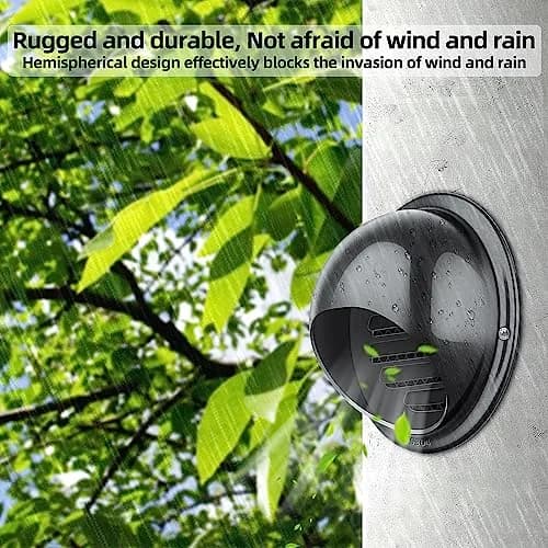 PIIYOOSNN 3" inch Round Wall Vent Cap Stainless Steel Mesh | Windproof & Rainproof Cover (70 words) thumbnail 3