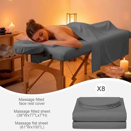 Oudain Soft Microfiber Massage Table Sheets Set 8 Sets | Reusable, Heavy Duty, Fits Standard Tables thumbnail 2