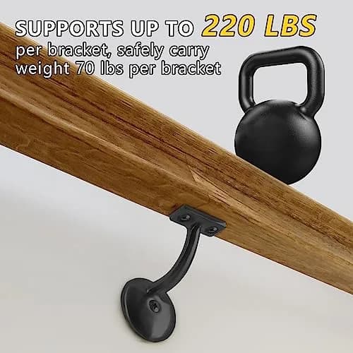 HOME MASTER HARDWARE Hand Rail Brackets for Stairs 2 Pack | Heavy Duty Zinc Alloy Support 220 lbs thumbnail 4