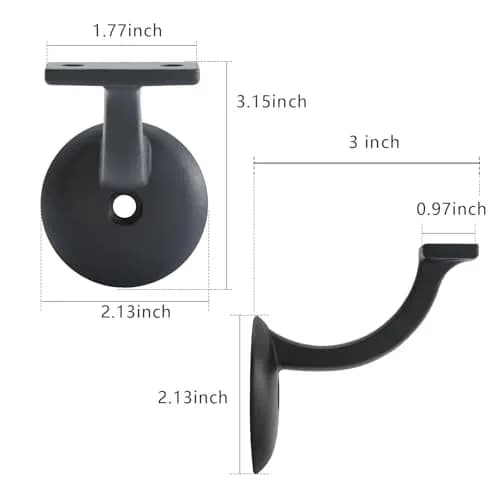 HOME MASTER HARDWARE Hand Rail Brackets for Stairs 2 Pack | Heavy Duty Zinc Alloy Support 220 lbs thumbnail 2