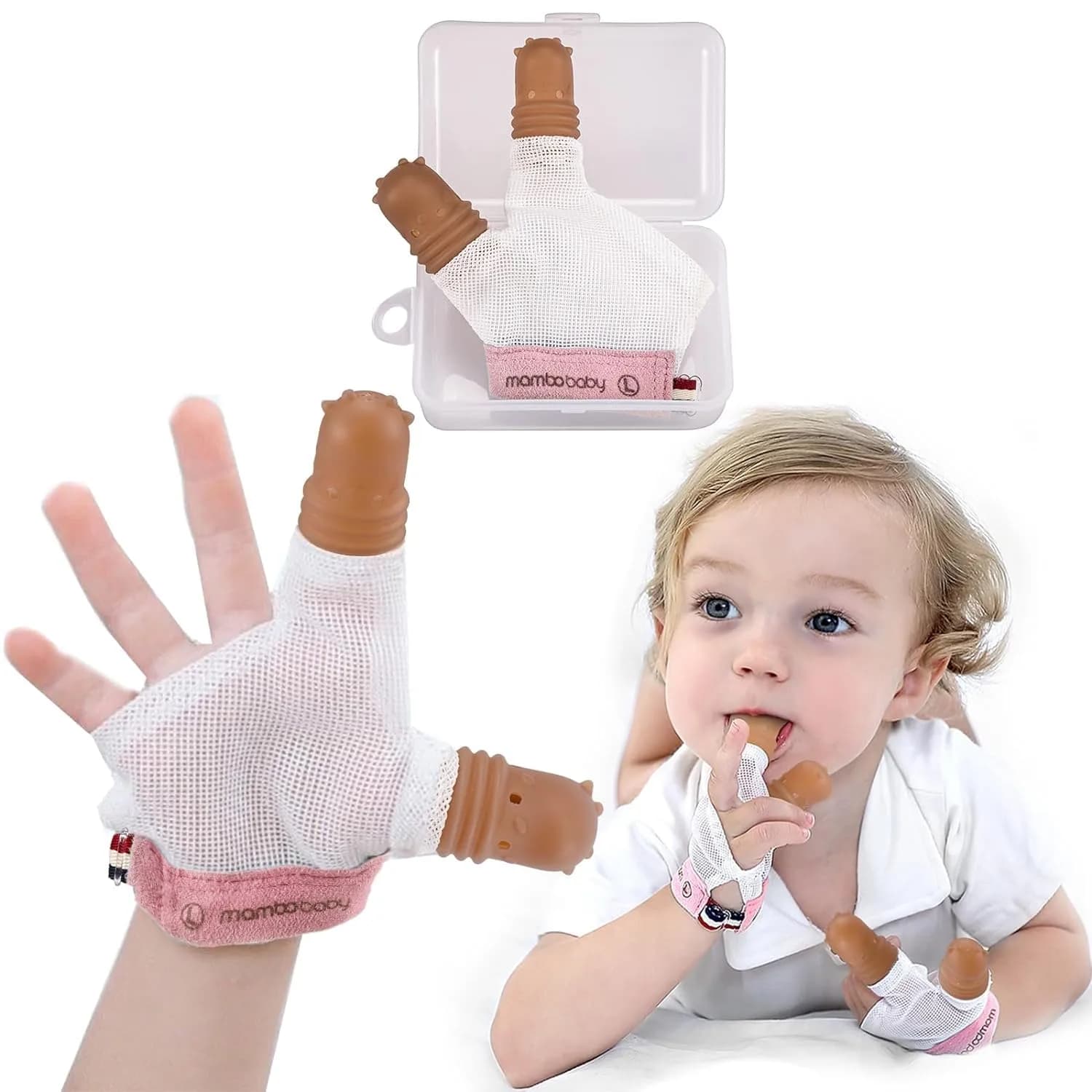 Elfzone Thumb Sucking Guard for Kids 1-2 Years | Breathable Silicone & Adjustable Fit — Pink