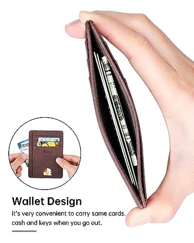 Teskyer RFID Slim Minimalist Wallet for Men, Y98 - Dark Brown | Front Pocket RFID Blocking Leather Wallet thumbnail 2