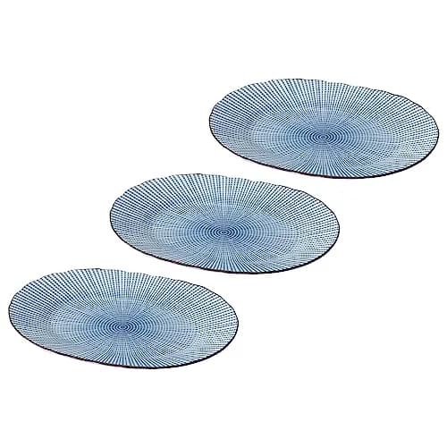 昭和製陶 Sendan Tokusa Nagaru Sushi Plate Set of 3 | Mino Ware, 19.8×14.4×2cm, Dishwasher Safe thumbnail 1
