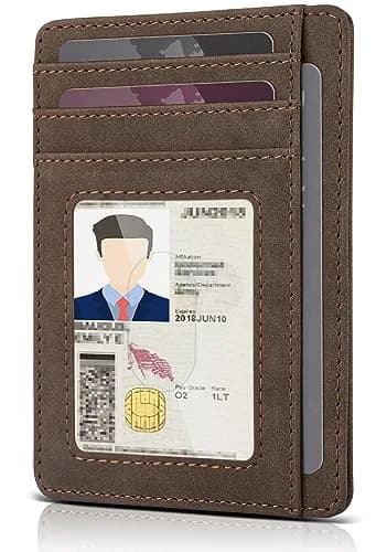 Teskyer RFID Slim Minimalist Wallet for Men, Y98 - Brown | 12cm x 8.9cm (4.7" x 3.5") thumbnail 8