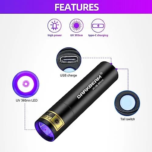 DARKBEAM UV Black Light 395 NM Mini USB-C Powerful Compact thumbnail 3