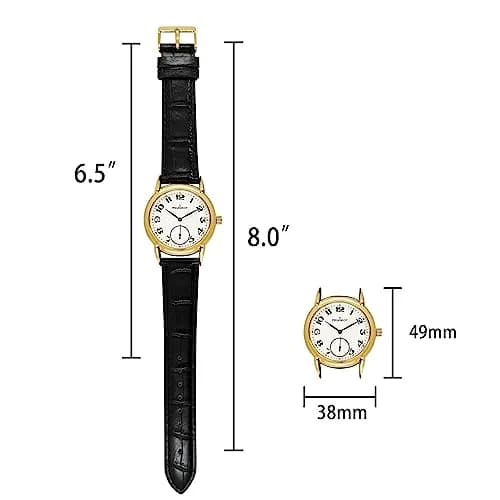 Peugeot Vintage 14K Gold Plated Watch with Remote Sweep & Black Leather Strap | 38mm Case, 20mm Band thumbnail 4