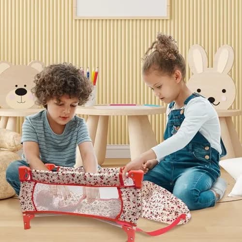 The New York Doll Collection Baby Doll Crib 18 inch Floral | Space-Saving Toy Bed for Girls & Kids thumbnail 8