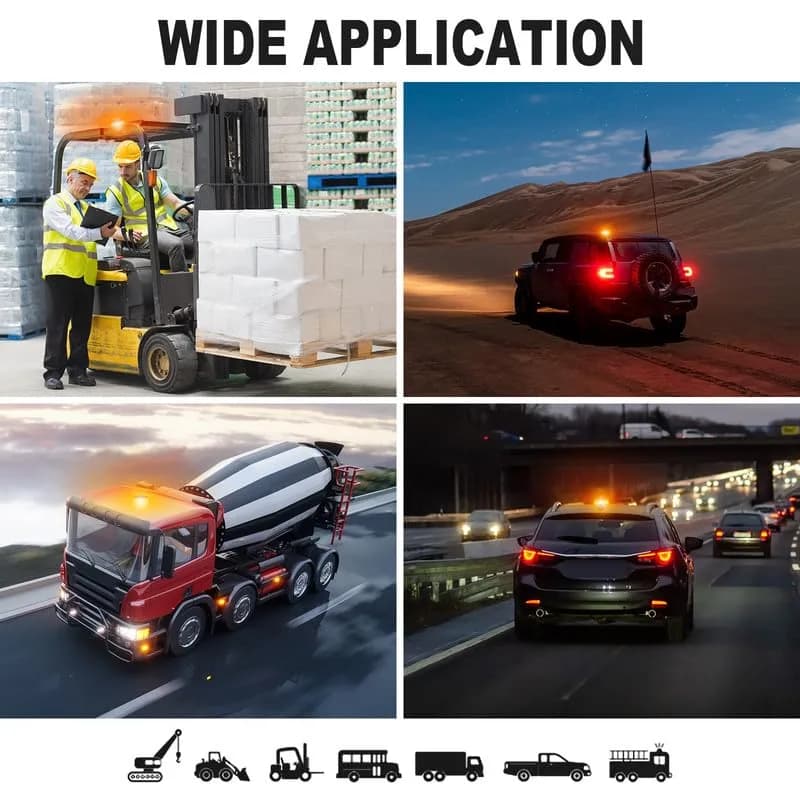 AnTom Magnetic Wireless Amber Warning Beacon Light for Trucks | 360° Visibility, 9 Flash Patterns, IP66 Waterproof (70-120c) thumbnail 8