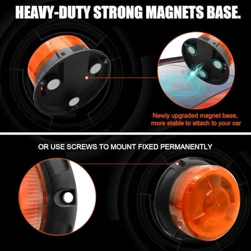 AnTom Magnetic Wireless Amber Warning Beacon Light for Trucks | 360° Visibility, 9 Flash Patterns, IP66 Waterproof (70-120c) thumbnail 2