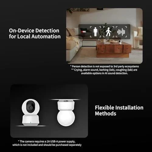 Aqara 2K Indoor Security Camera E1, HomeKit Secure Video, Pan & Tilt, Night Vision, Two-Way Audio, Wi-Fi 6, Plug-in Camera thumbnail 7
