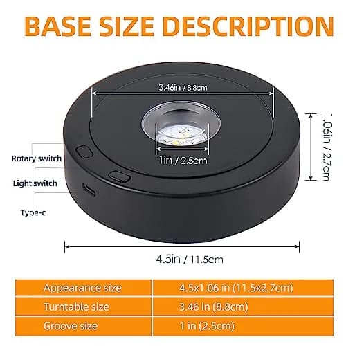 EUSTUMA Rotating LED Display Base Colorful Light Crystal Stand | Suitable for Glass Art & Holiday Decor thumbnail 2