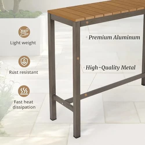 Cozyman Outdoor Bar Table 55" | Waterproof HDPS Slatted Top, Weather Resistant, Black thumbnail 4