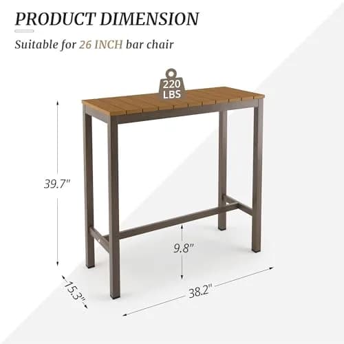 Cozyman Outdoor Bar Table 55" | Waterproof HDPS Slatted Top, Weather Resistant, Black thumbnail 3