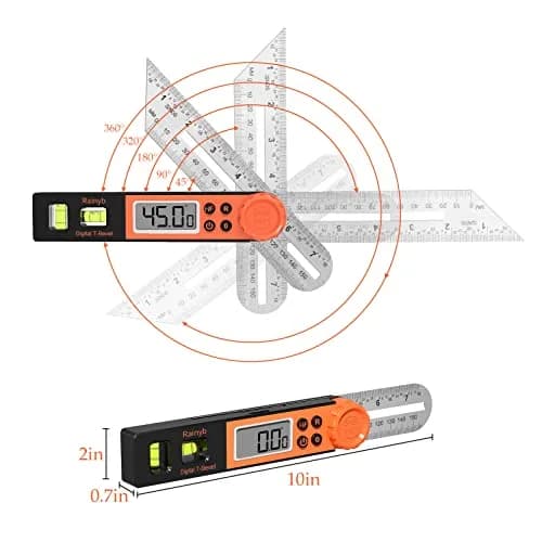 Rainyb Digital Angle Finder & T Bevel Gauge 0-360° | Protractor with LCD & Bubble Level thumbnail 4