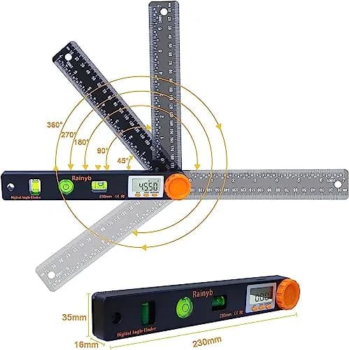 Rainyb Digital Angle Finder Tool 7-Inch (177.8mm) LCD Protractor with Bubble Levels & Ruler — 2-Pack thumbnail 4