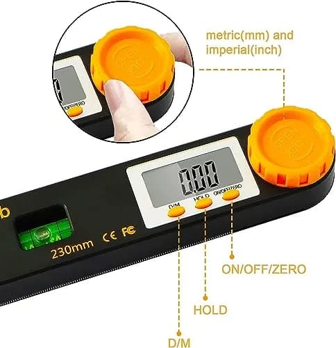 Rainyb Digital Angle Finder Tool 7-Inch (177.8mm) LCD Protractor with Bubble Levels & Ruler — 2-Pack thumbnail 5
