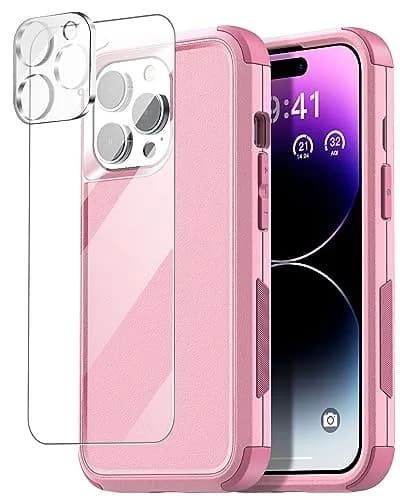AICase Rugged Case Compatible with iPhone 15 Pro Max + Glass Protector + Camera Lens | Heavy Duty 3-Layer Military Grade Shockproof Drop-Proof Cover thumbnail 1