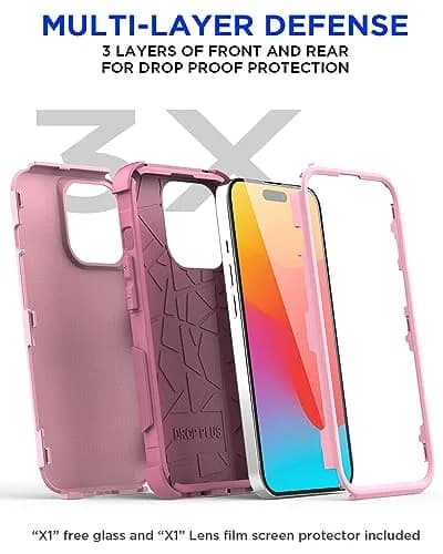 AICase Rugged Case Compatible with iPhone 15 Pro Max + Glass Protector + Camera Lens | Heavy Duty 3-Layer Military Grade Shockproof Drop-Proof Cover thumbnail 5