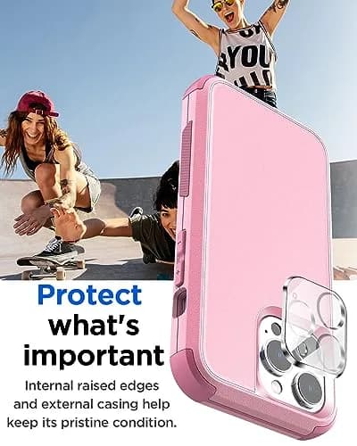 AICase Rugged Case Compatible with iPhone 15 Pro Max + Glass Protector + Camera Lens | Heavy Duty 3-Layer Military Grade Shockproof Drop-Proof Cover thumbnail 3