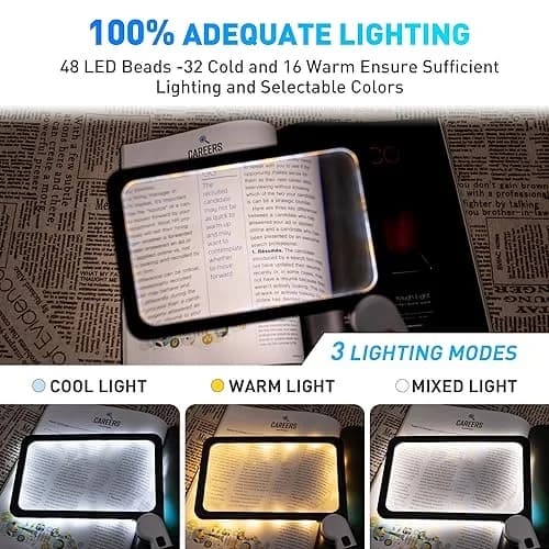 CybaaLuxzus Full Page Magnifier with Light 5X Magnification 17.5cm (6.89in) | Aids for Macular Degeneration thumbnail 3