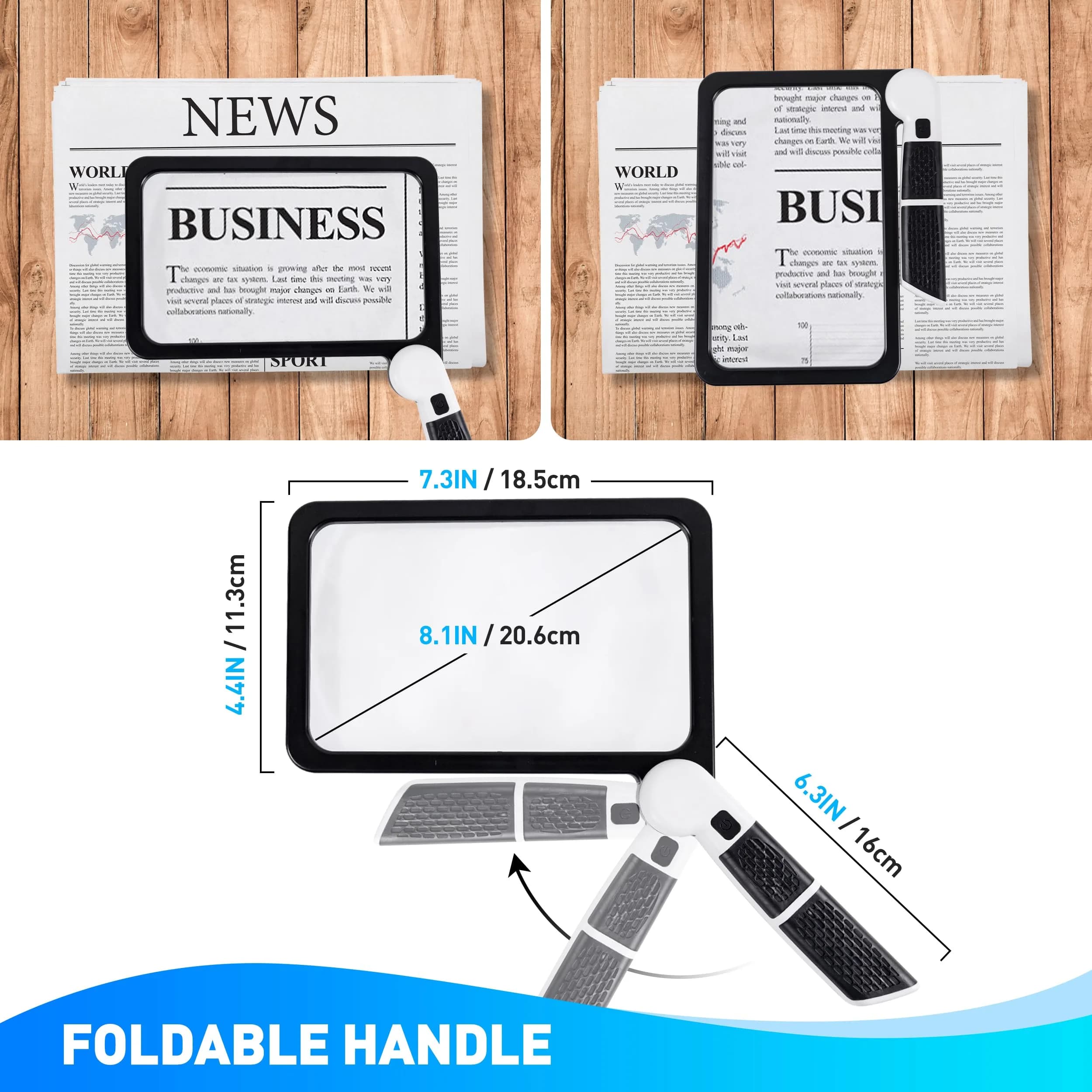 CybaaLuxzus Full Page Magnifier with Light 5X Magnification 17.5cm (6.89in) | Aids for Macular Degeneration - view 4
