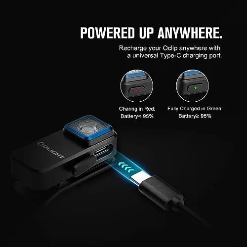 OLIGHT Oclip Mini Rechargeable EDC Clip Flashlight, Black | 300 Lumens, Type-C Charging, Compact & Versatile thumbnail 7