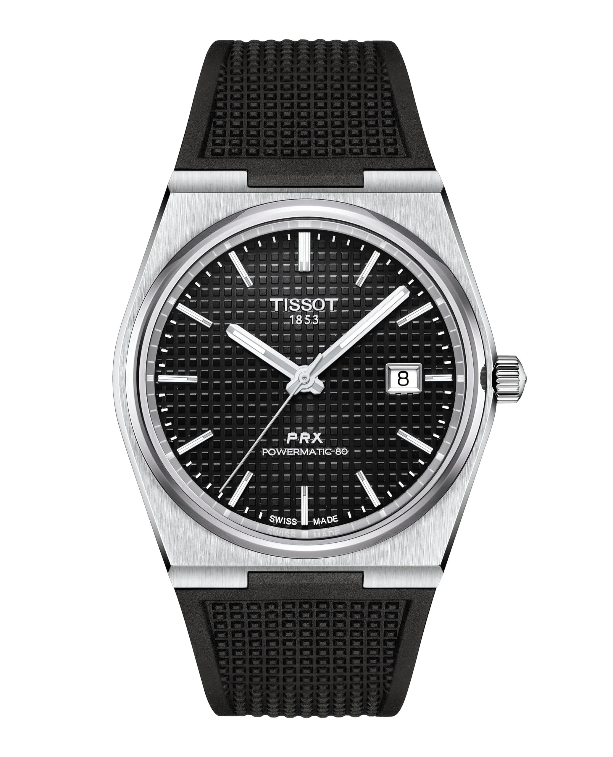 Tissot PRX Swiss Powermatic 80 Men's Watch 40mm | Black Dial, Automatic, Rubber Strap