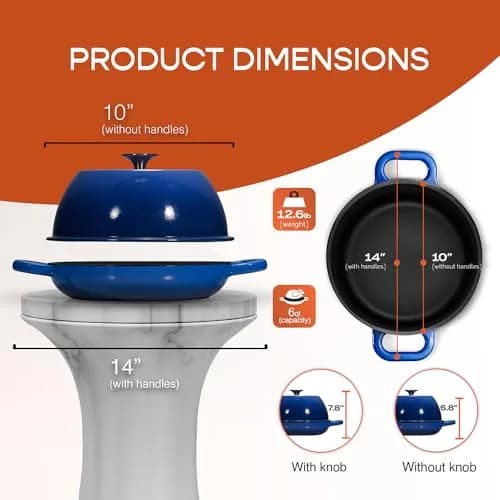 Krustic Enameled Cast Iron Dutch Oven 6 Qt | Perfect for Sourdough & Versatile Cooking thumbnail 8
