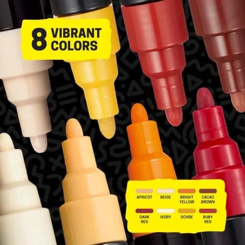 POSCA PC-5M Water-Based Acrylic Paint Markers, Medium Tip, 8 Count Warm Tones | ACMI-Certified, Opaque Paint Pens for Rock, Wood, Glass, Crafts & Art Projects thumbnail 7