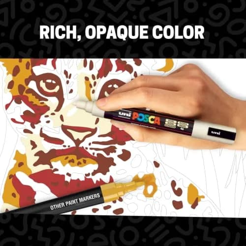 POSCA PC-5M Water-Based Acrylic Paint Markers, Medium Tip, 8 Count Warm Tones | ACMI-Certified, Opaque Paint Pens for Rock, Wood, Glass, Crafts & Art Projects thumbnail 2