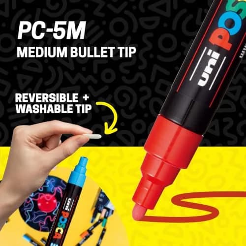 POSCA PC-5M Water-Based Acrylic Paint Markers, Medium Tip, 8 Count Warm Tones | ACMI-Certified, Opaque Paint Pens for Rock, Wood, Glass, Crafts & Art Projects thumbnail 4