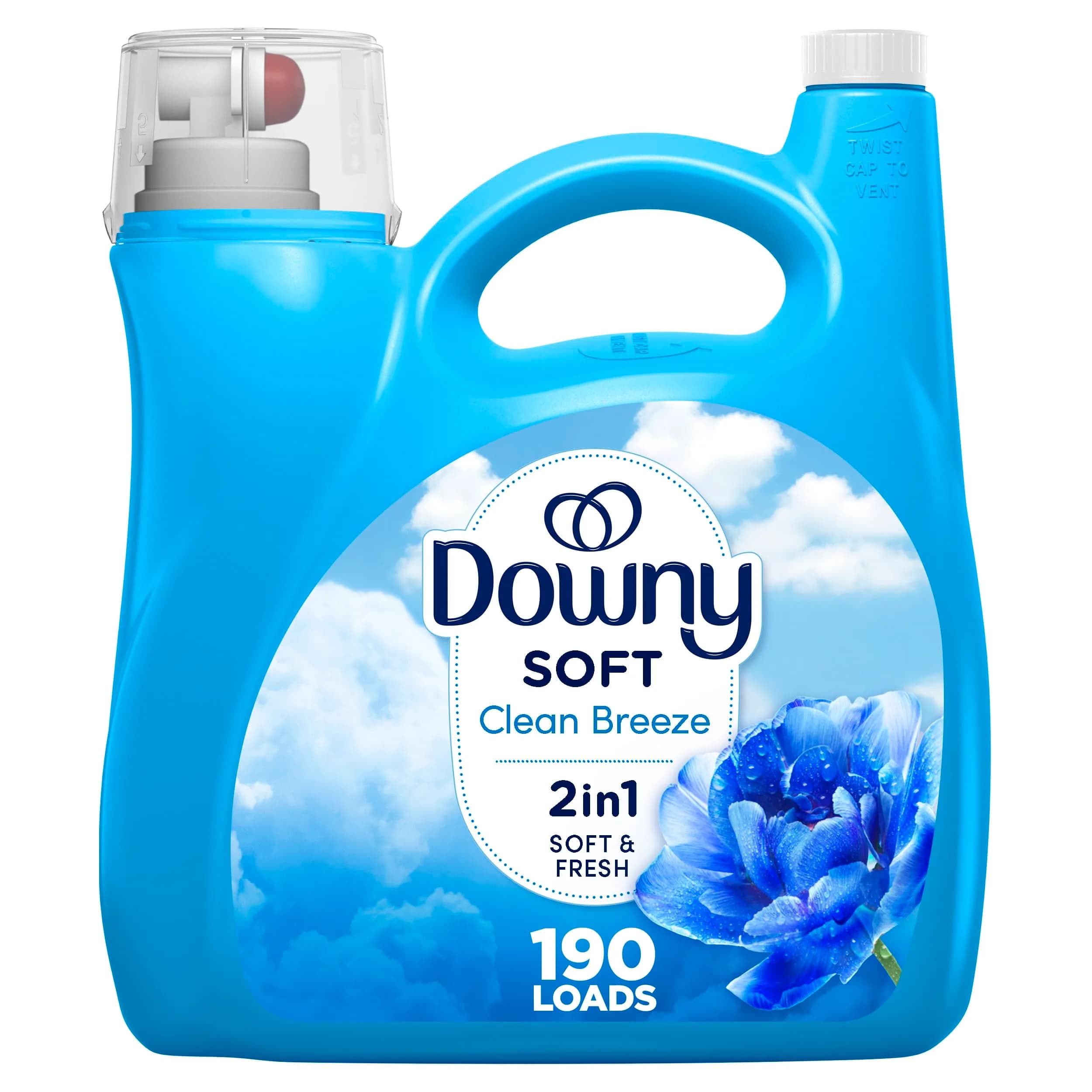 Downy Clean Breeze Fabric Softener Liquid Conditioner, 156 g (5.5 oz) | Concentrated Formula for 190 Loads - main product image