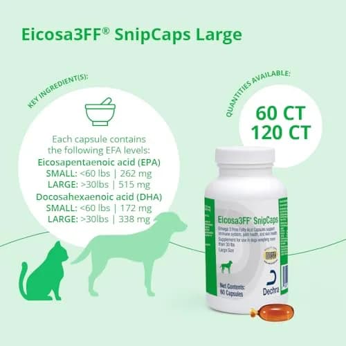 Eicosa3FF SnipCaps Omega 3 Capsules for Dogs Large 60 ct | Supports Skin & Coat thumbnail 3