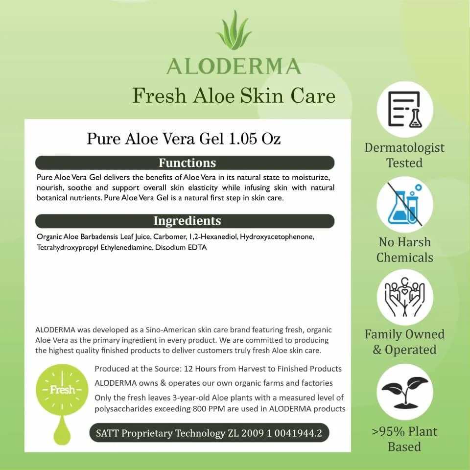 Aloderma Organic Aloe Vera Gel 270ml (9.14 Fl Oz) | Hydrating & Soothing Gel for After Sun Care - view 7