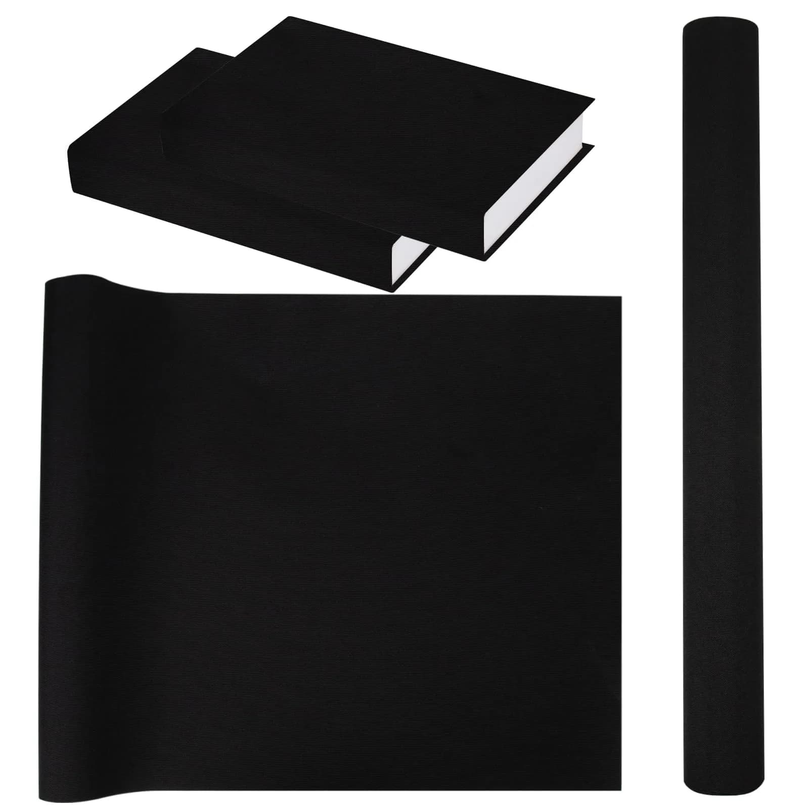 Fuceury Book Cloth for Book Binding 57×17 Inch Black | Classic Polyester Cover for Books - main product image