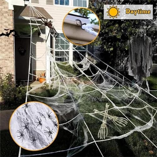 N/A Lighted Outdoor Halloween Spider Web 23x18 Ft with 250 Purple LEDs | Waterproof, 8 Modes, Timer thumbnail 5
