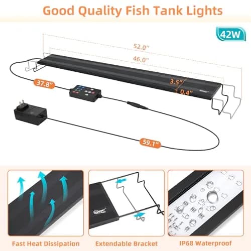 hygger LED Aquarium Light 42W Full Spectrum for 46-52 Inch Tanks | DIY & 24/7 Modes thumbnail 6