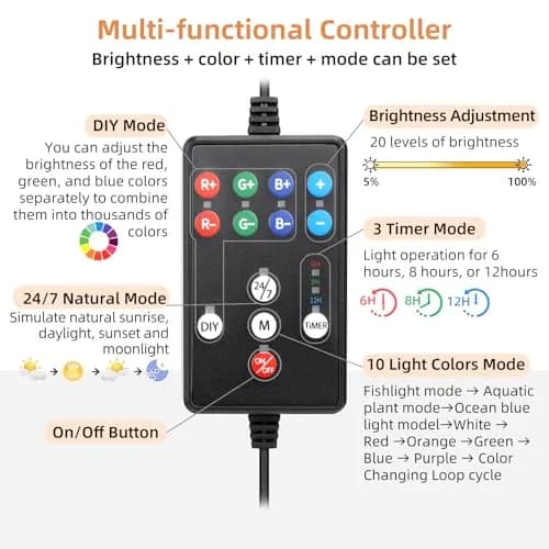 hygger LED Aquarium Light 42W Full Spectrum for 46-52 Inch Tanks | DIY & 24/7 Modes thumbnail 2