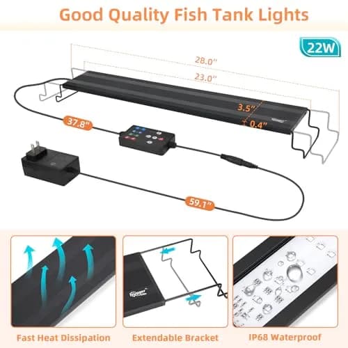 hygger LED Aquarium Light 22W Full Spectrum for 23-28 Inch Tanks | 42 LEDs, 893 Lumens, DIY & 24/7 Modes thumbnail 6