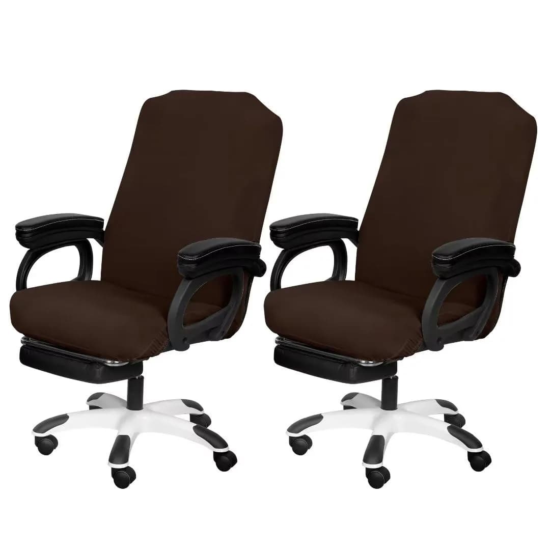 SARAFLORA Brown Medium Office Chair Cover | 2 Piece Set, Stretch Fit, Removable, Washable Protector - main product image
