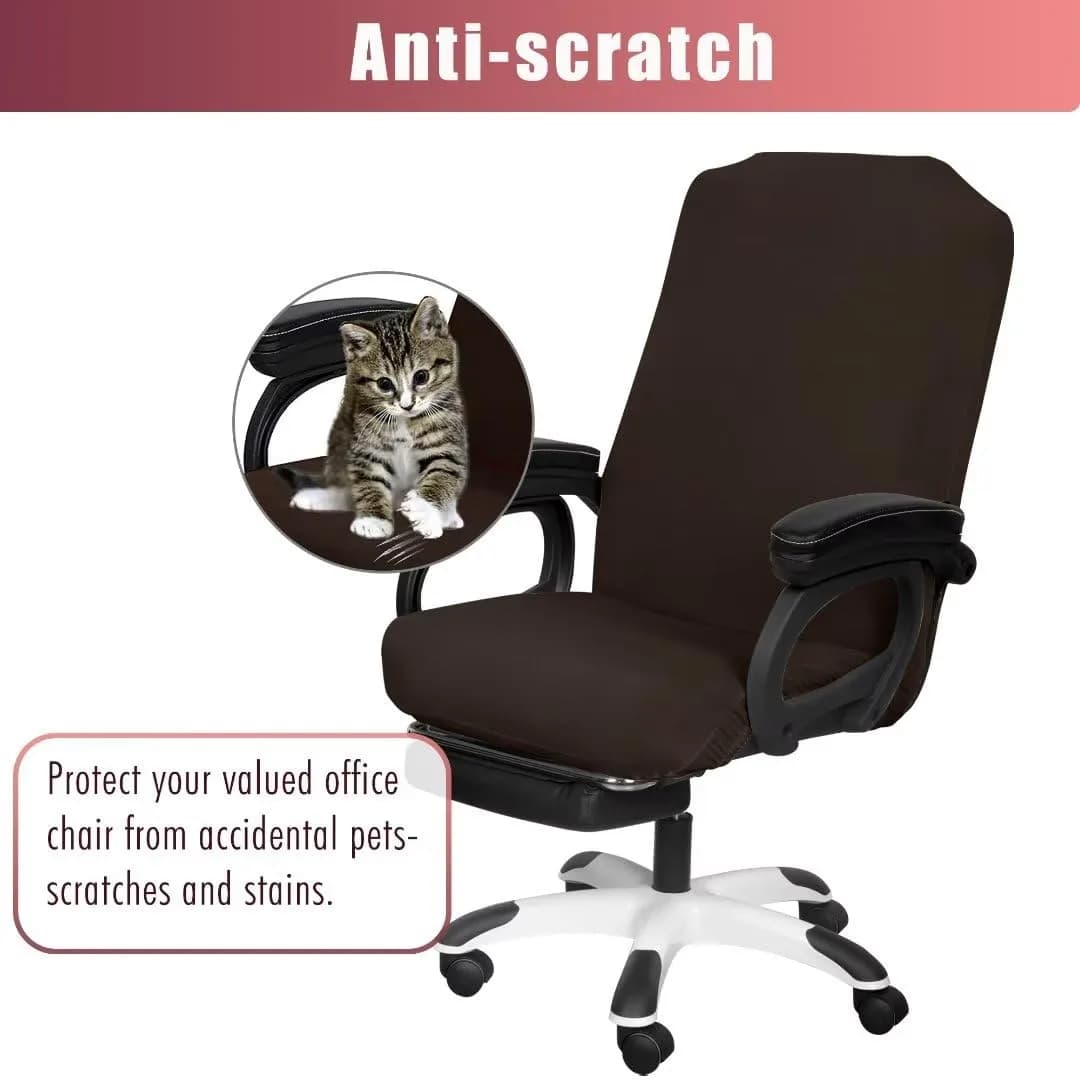 SARAFLORA Brown Medium Office Chair Cover | 2 Piece Set, Stretch Fit, Removable, Washable Protector - view 3