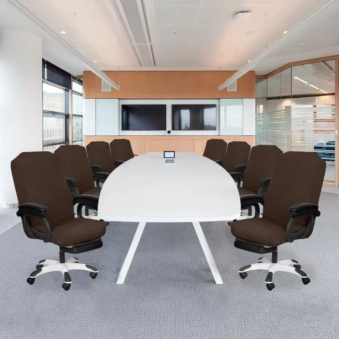 SARAFLORA Brown Medium Office Chair Cover | 2 Piece Set, Stretch Fit, Removable, Washable Protector - view 4