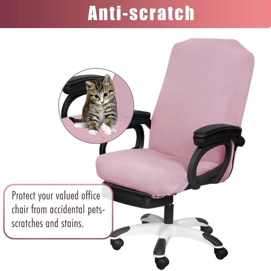 SARAFLORA Pink Large Office Chair Cover - Pack of 2, Stretch Fit, Removable & Washable Protector - view 3