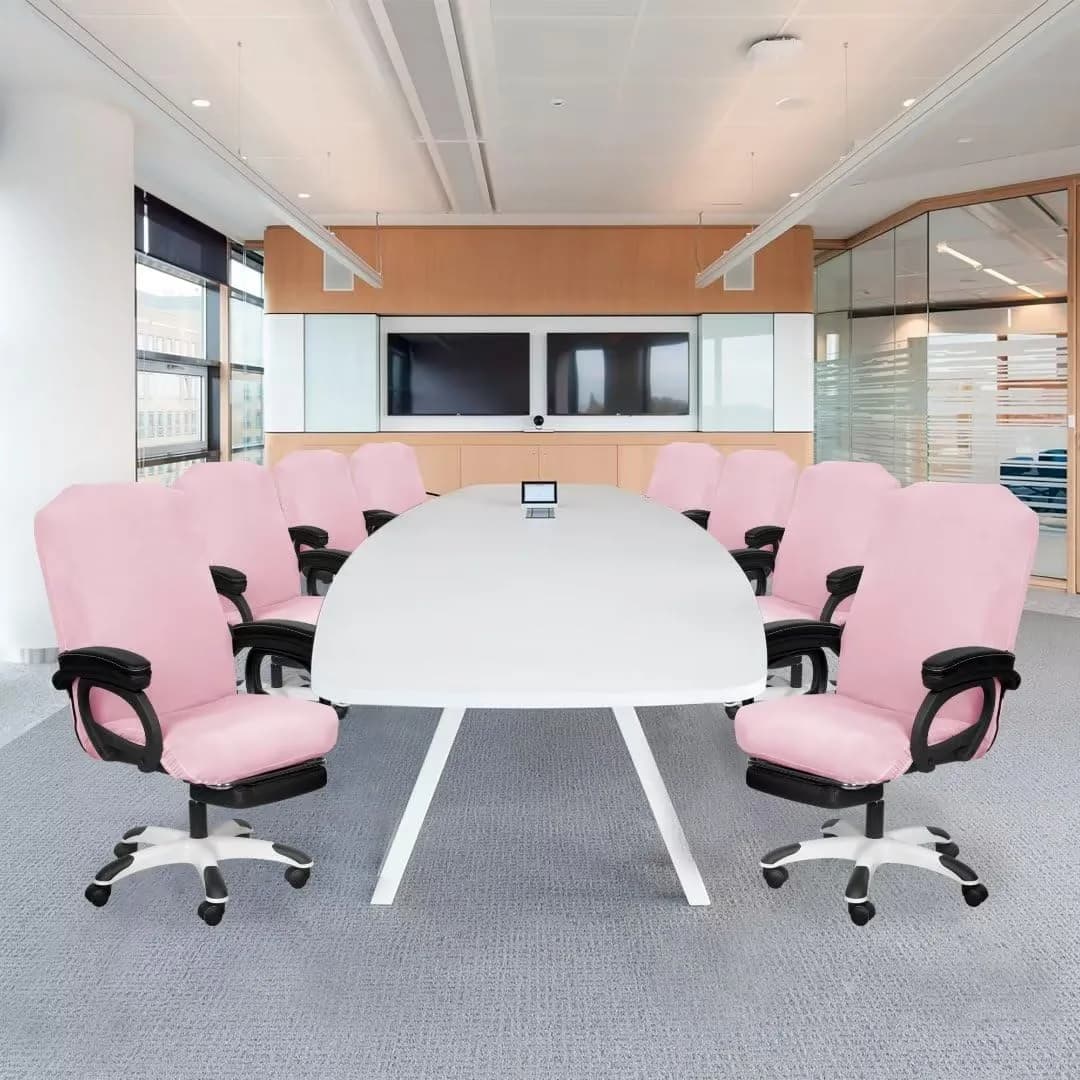 SARAFLORA Pink Large Office Chair Cover - Pack of 2, Stretch Fit, Removable & Washable Protector - view 4
